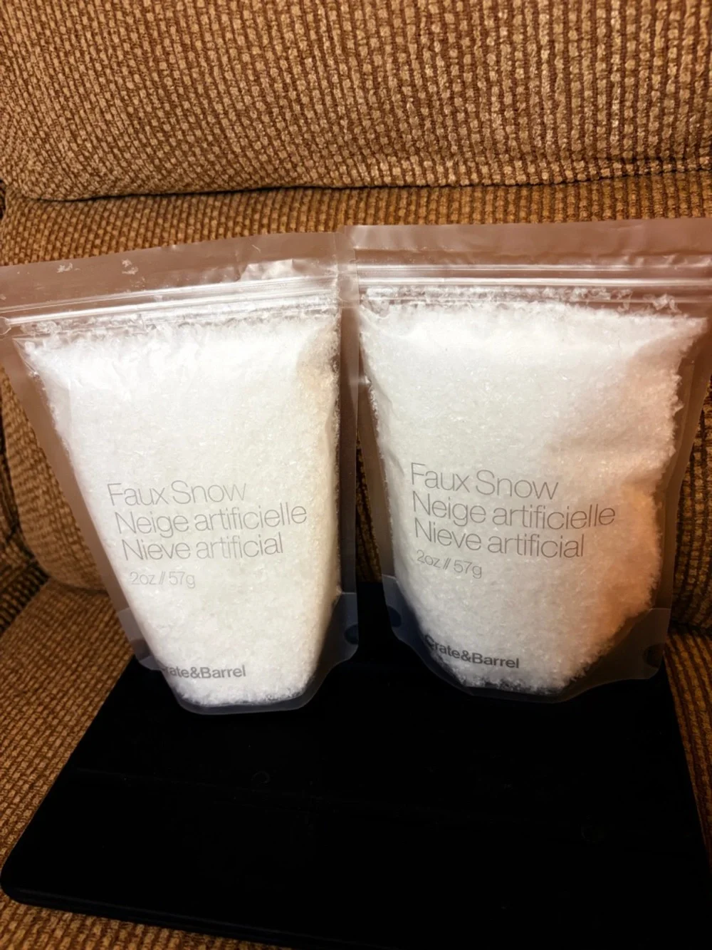 Crate & Barrel Faux Snow - 2 x 2oz packages sealed